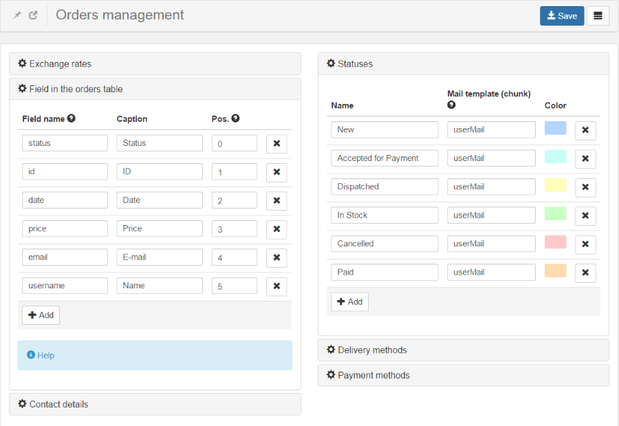 Order settings 1