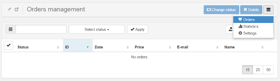 Order management settings